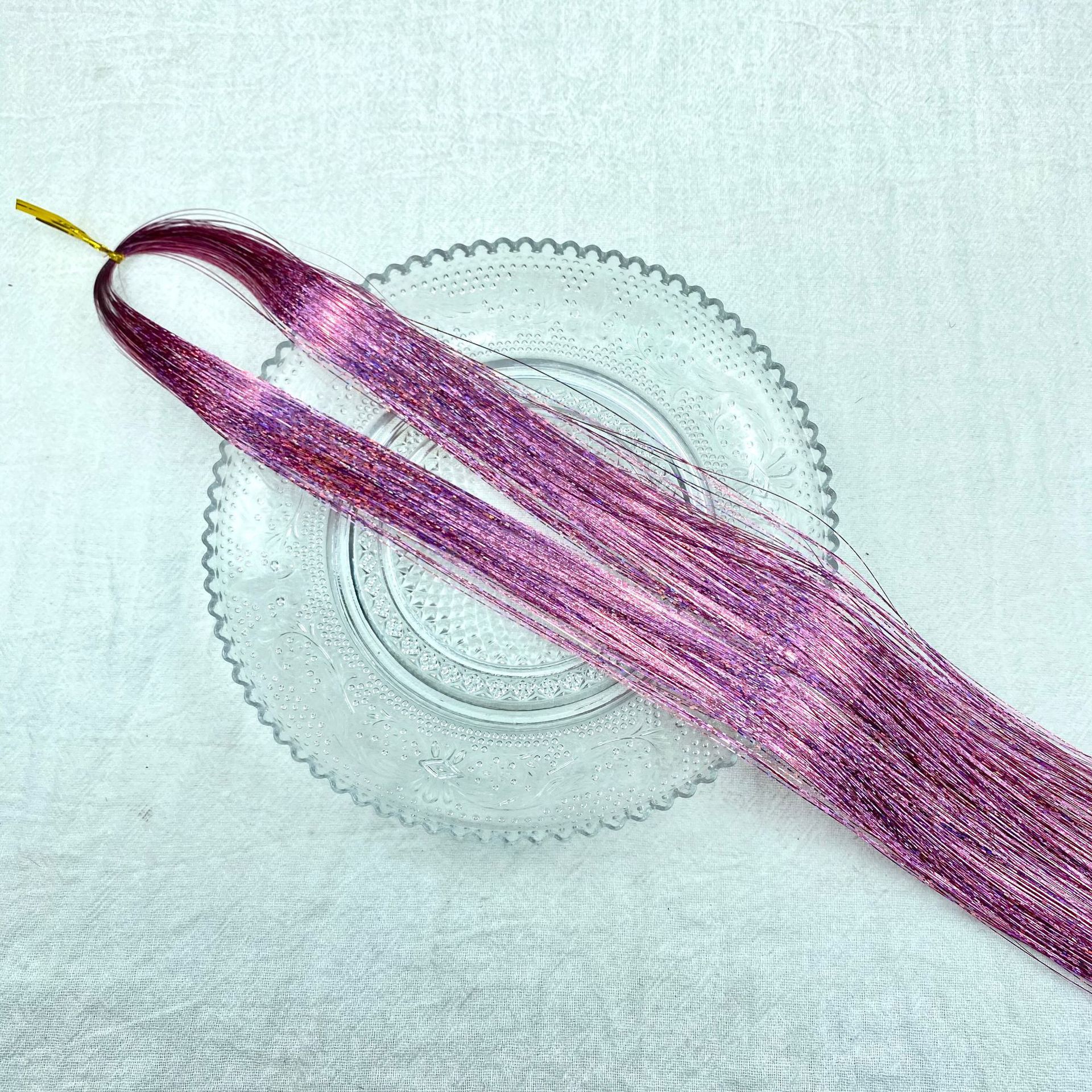 Extensiones transfronterizas de cabello tinselhair láser PET oro cabello conjunto de cabello de cebolla brillante peluca colorido fantasía