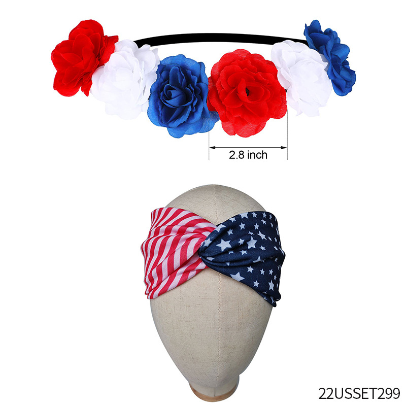 Gafas del Día de la Independencia de los Estados Unidos Diadema de carnaval Diadema Diadema Pendientes Pestañas postizas Gafas de bandera