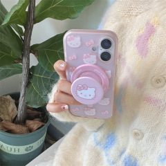 ピンクの蝶結びKTマグネットホルダーはiPhone16リンゴ15ProMax/14/13携帯ケースの少女に適用されます。
