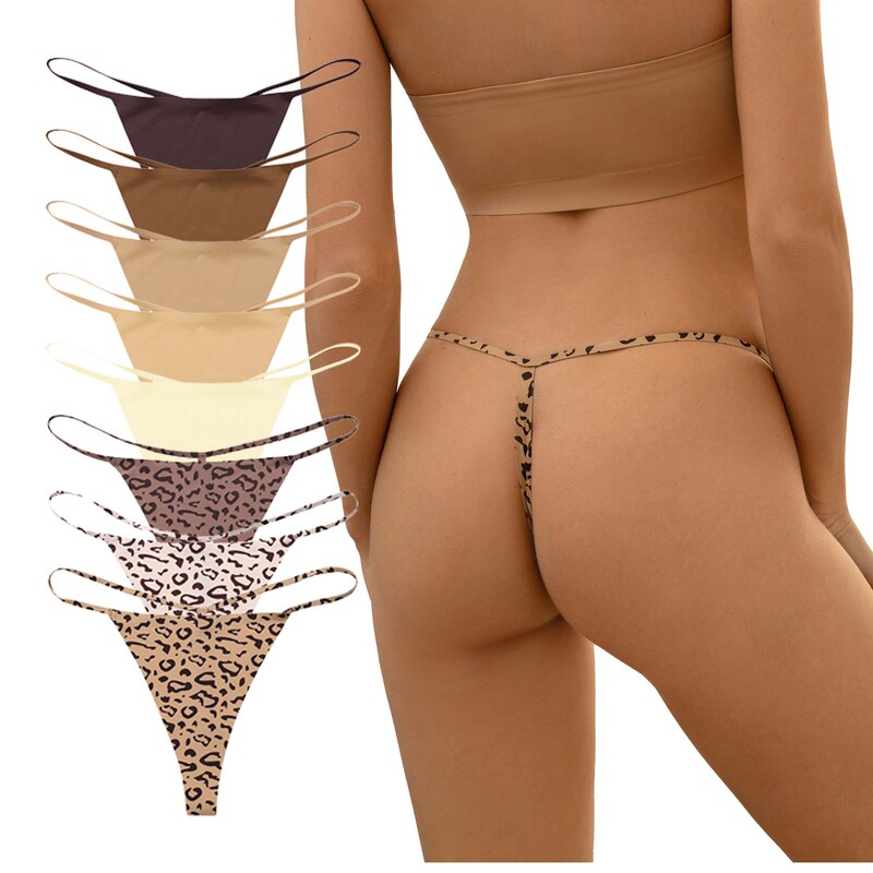 Hot Leopard Print Foreign Trade Thong Women's Bikini Plus Size Sexy Low-Waist Seamless Thin Strap Erotic T-String Underwear