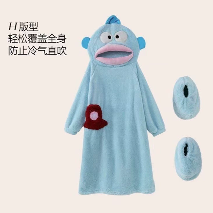 Худи халат-катер моно кардиган мультфильм Bathrobe-тёплый плюшевый халат для сна, разные размеры S–Plus, 1 кг