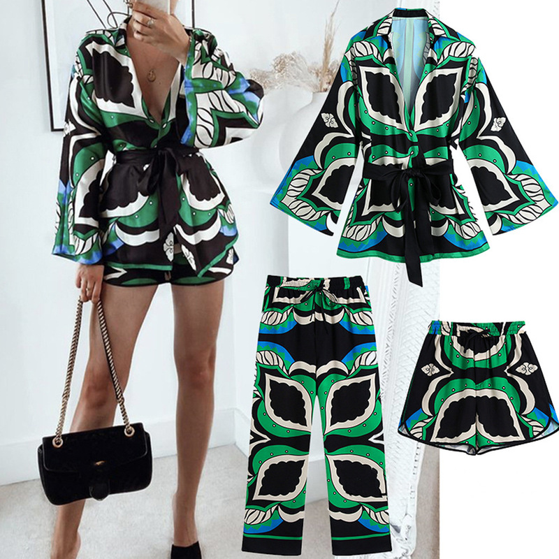 2021 Summer New Women's Clothing European and American Style Square Collar Lace-up Shirt High Waist Casual Shorts Casual Pants suit Women 2021 Summer New Women's Clothing European and American Style Square Collar Lace-up Shirt High Waist Casual Shorts Casual Pants suit Women
