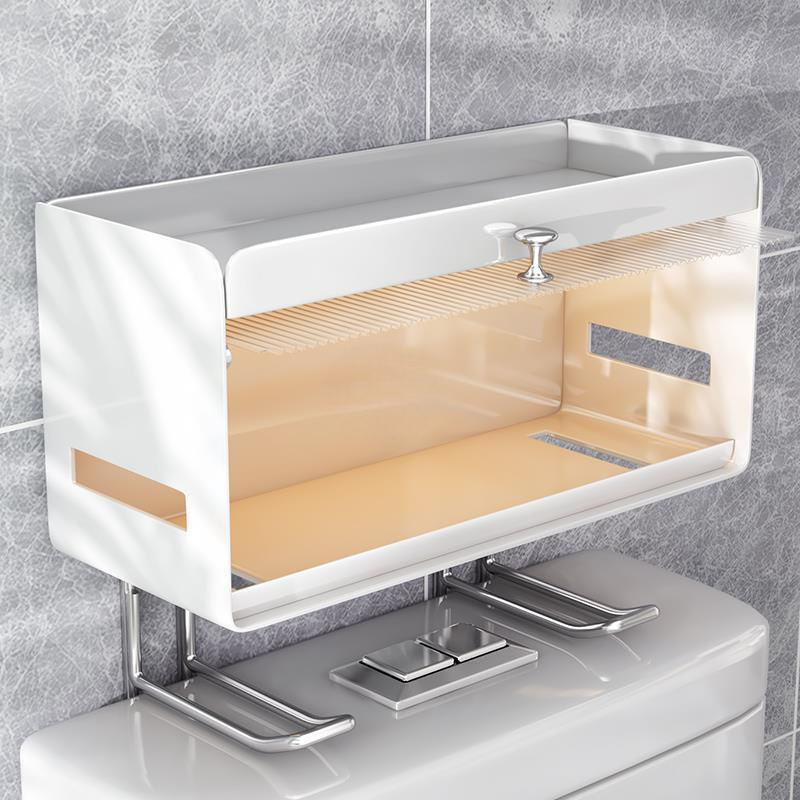 Bathroom Concealer Box Above the Toilet Storage Rack Without Punching Holes Bathroom Storage Cabinet Wall-Mounted Toilet Storage Shelf