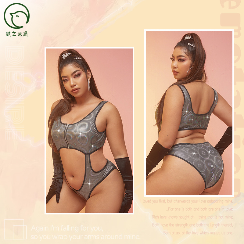 대외 무역 소스 유럽과 미국 플러스 사이즈 섹시한 속옷 여성 점프 수트 야생 섹시한 섹시한 잠옷 외국 뚱뚱한 여자