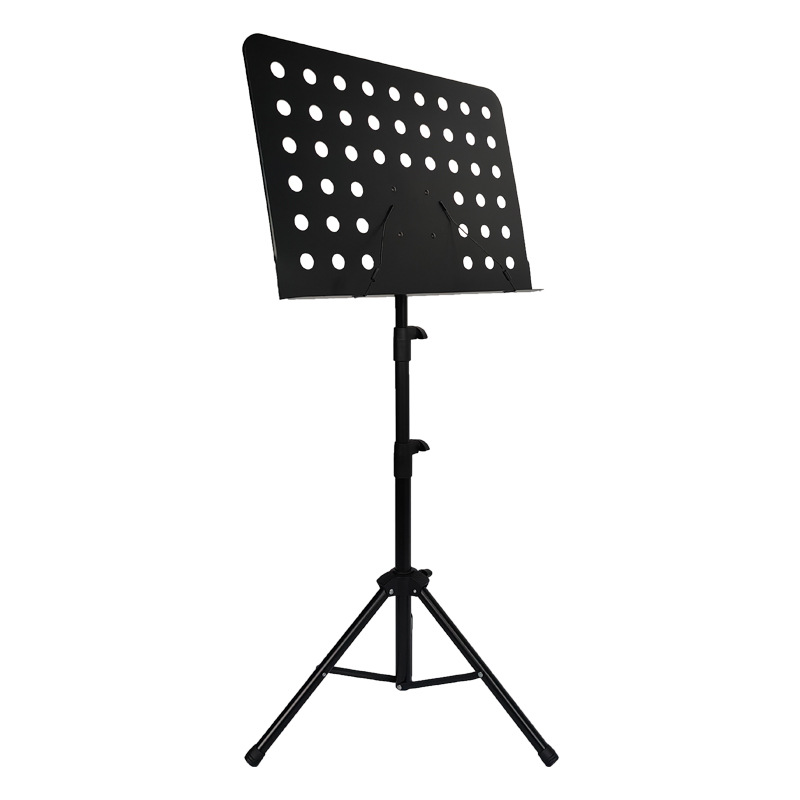 Atril de música retráctil negro mate del fabricante, disponible en varios colores, adecuado para guitarra, guzheng, batería, instrumentos retráctiles y teclado electrónico.