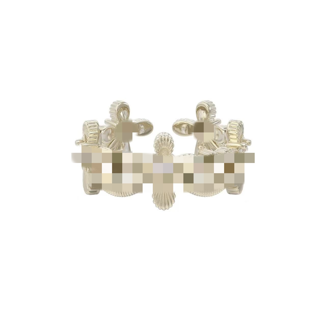 Three Horizontal Lines of the Same Style Jewelry: Iris Flower Ring, Light Titanium Lace Hollow Cross, Maillard Light Luxury Niche Wholesale 3