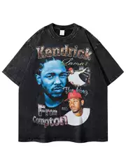 Kendrick Lamar T-shirt American-style High Street Heavy-weight Washable Short-sleeved T-shirt Men's Loose European and American Summer ins Fashion Brand