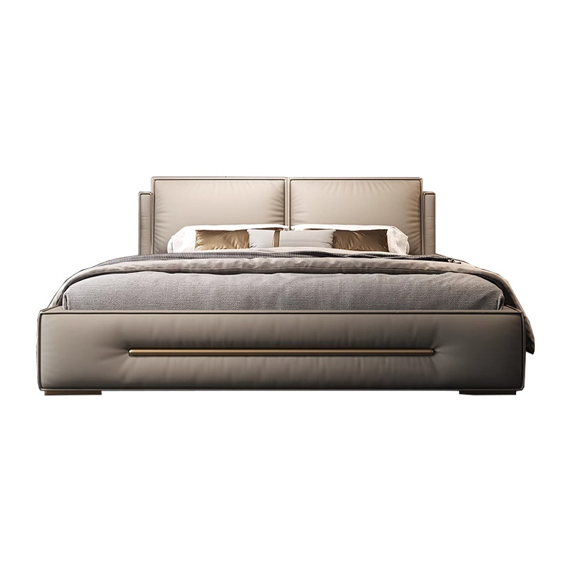 Cama de tofu de lujo ligera ajustable, cama de cuero, cama doble principal moderna y simple, cama queen size de 2 * 2m