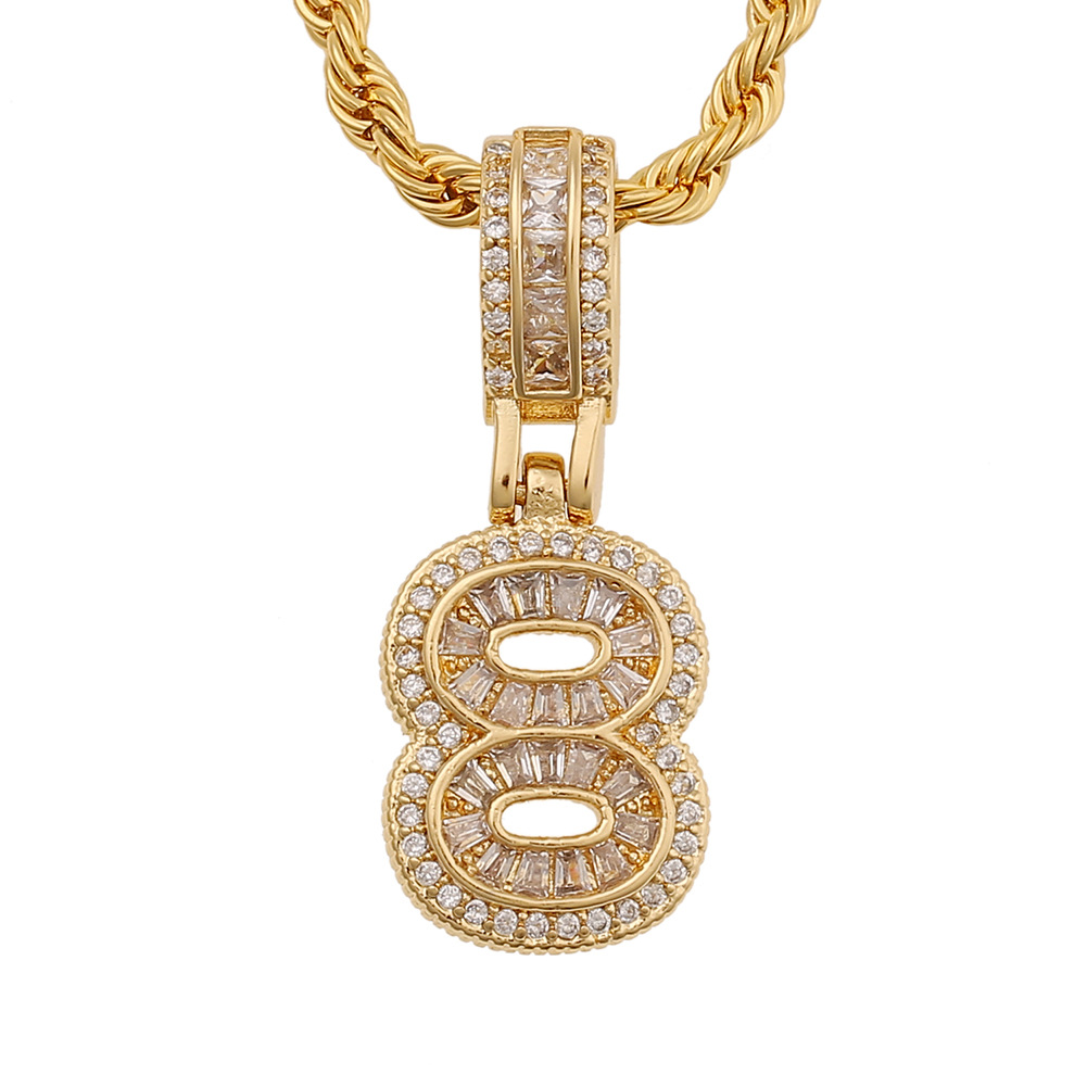 Fashion Arabic Numerals Twist Chain Copper Zircon Necklace Wholesale display picture 7