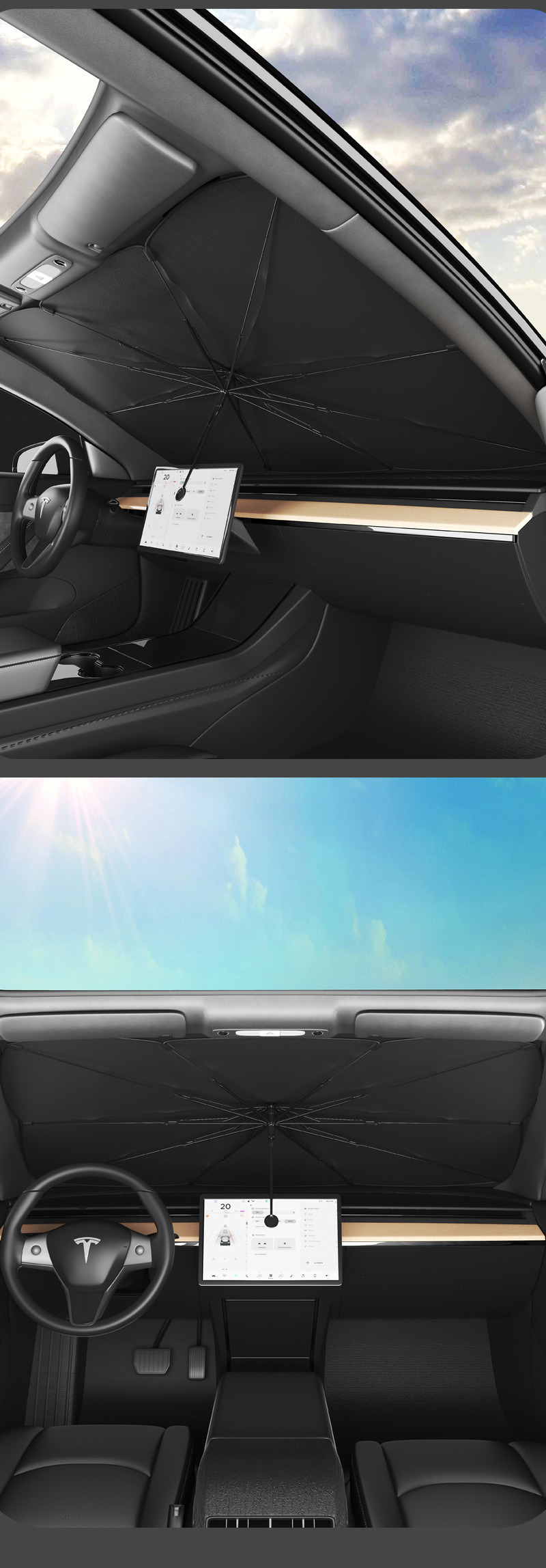 [Premium Selection] Car Sunshade and Heat Insulation Umbrella with Customized Logo for Front Windshield, Car Sunshade for Front Windshield