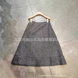 小个子高腰显瘦垂感a字裙气质高级感别致小香风灰色半身裙女秋冬