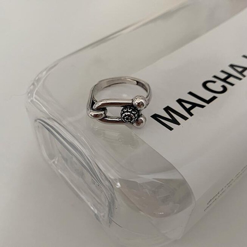 Retro horseshoe black Ushaped opening index finger ring wholesalepicture6