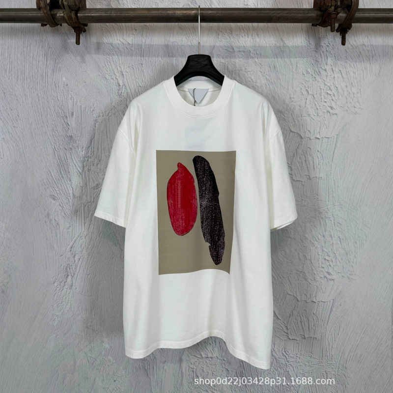 Heavyweight 400g Bv Brand 26Ss Italian-Style Abstract Face Print Short-Sleeve Versatile Loose Thick and Structured Unisex T-Shirt Heavyweight 400g Bv Brand 26Ss Italian-Style Abstract Face Print Short-Sleeve Versatile Loose Thick and Structured Unisex T-Shirt