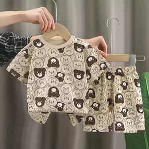 Children's Short-sleeved suit Cotton Girls' Summer Wear Boys T-shirt Baby Baby's Clothes Korean Style Children's Wear Shorts Sports