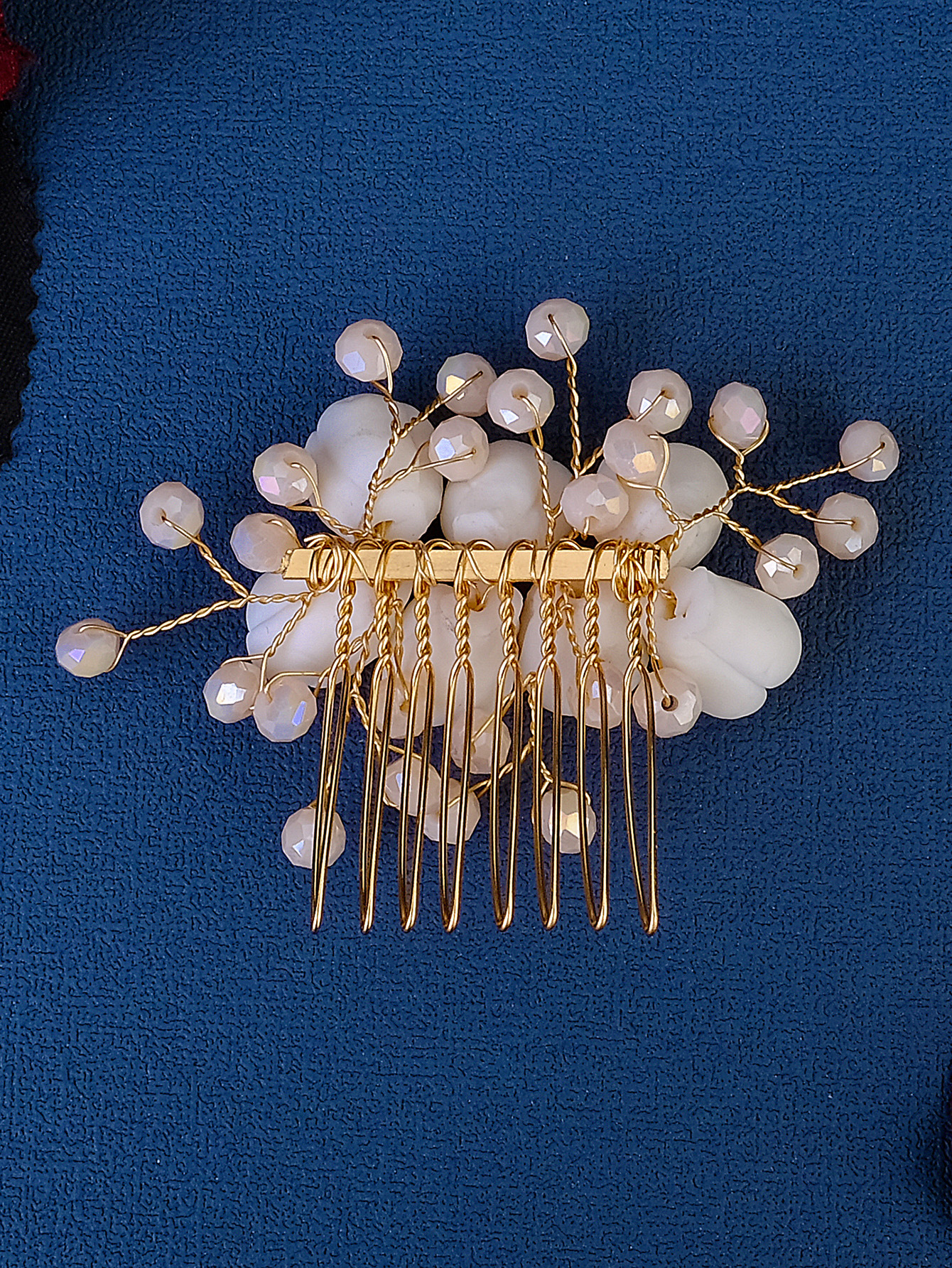 Elegant, Retro Style Elegant Retro Lady Flower Ceramics Insert Comb