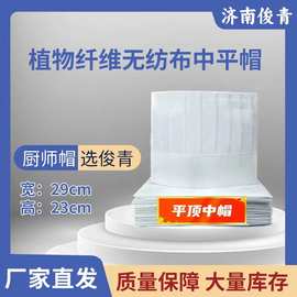 可印logo 现货60g植物纤维无纺布中平帽厨师帽 成人厨师帽 精品无