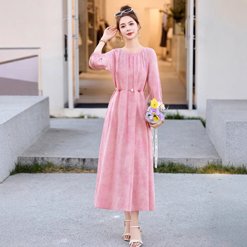 French Style Dress for Women 2025 Summer New Style High-End Beaded Lace-Up Waist Long Skirt G2528 French Style Dress for Women 2025 Summer New Style High-End Beaded Lace-Up Waist Long Skirt G2528