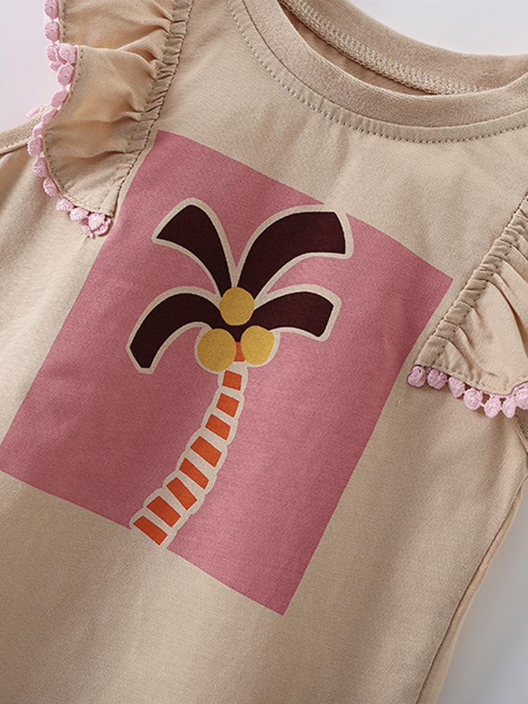 Malwee niña manga corta verano nuevo estilo europeo y americano niños pequeños y medianos cuello redondo camiseta linda niña casual top