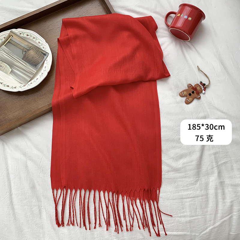 Bufandas cálidas de invierno Año Nuevo nuevo bufandas de cachemira rojas de Angola con bordas amplio bufandas gruesas
