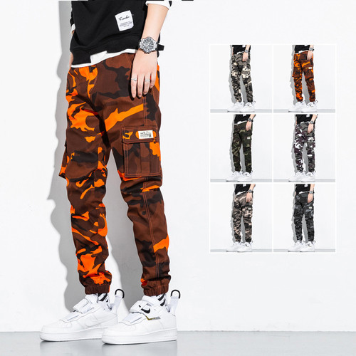 Cross-border Western and European New Camouflage Work Pants with Multiple Pockets Men's Small Feet Elastic Tight Fashion Denim Jeans Trendy Men's Clothing