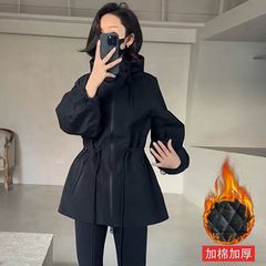 欧洲站2025春秋新款韩版收腰显瘦连帽冲锋衣外套女百搭休闲上衣