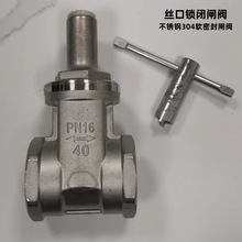 304不锈钢丝口软密封锁闭闸阀Z15X表前阀 自来水防盗阀DN15-50