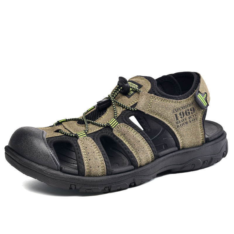 2023 verano para hombres sandalias de cuero de vaca zapatos de playa para hombres con suela suave antideslizante al aire libre zapatos de trekking casuales para hombres huecos