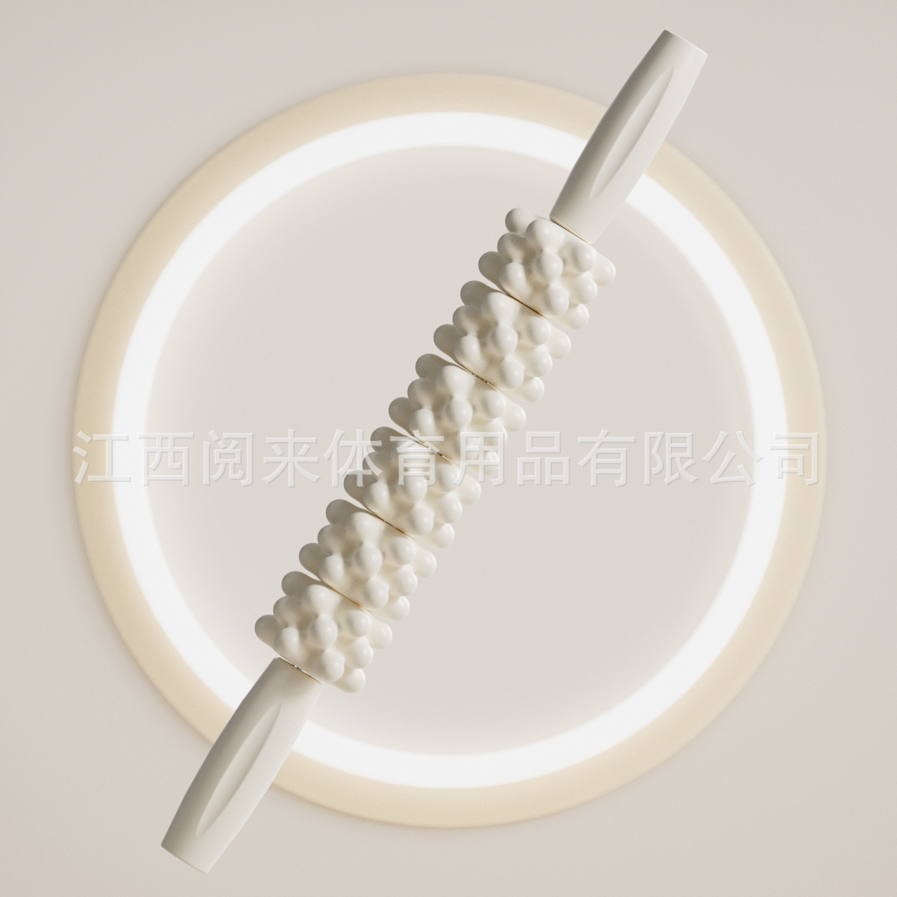 Coral six-ball round handle massage stick [white]