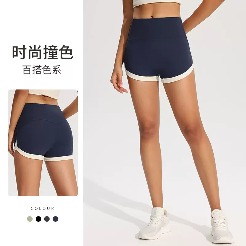 欧美跨境健身短裤女弹力收腹运动紧身裤高腰提臀跑步三分裤瑜伽裤