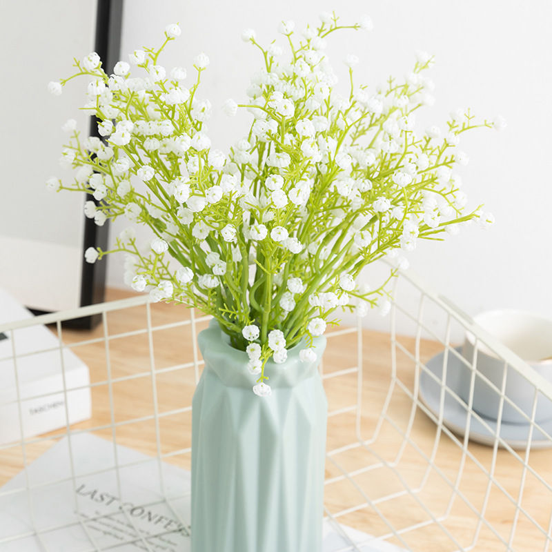 Mengsong 인공 꽃 Gypsophila 가짜 꽃 짧은 막대 다중 머리 Gypsophila 꽃병 꽃꽂이 장식 재고 있음 도매