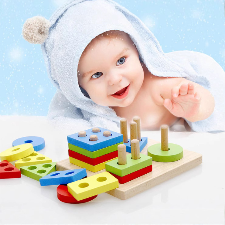 Bloques de construcción de la columna forma geométrica a juego bebé cognitiva educación temprana juguetes educativos para niños y niñas 2-3-5 años