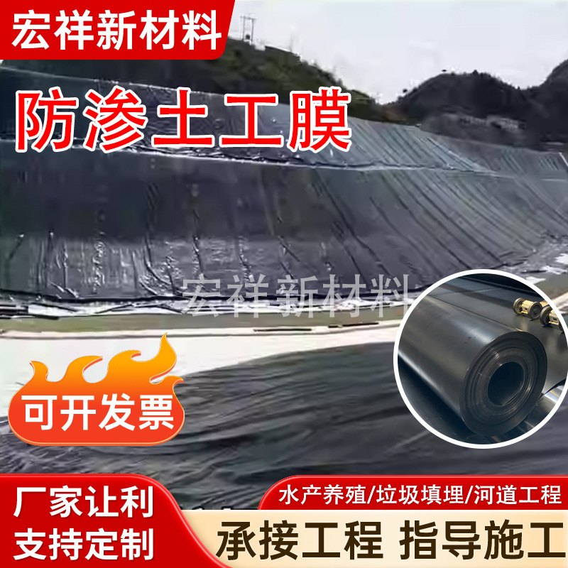 批发双糙面单糙面光滑面土工膜水库鱼塘养殖防水膜防渗HDPE土工膜