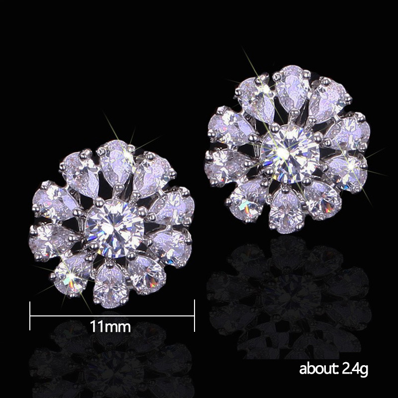 New Snowflake Flower Copper Zircon Earrings display picture 1