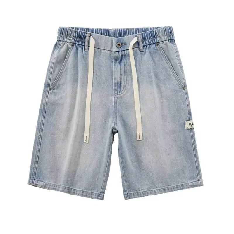 Vintage Star Print Denim Shorts for Men Loose Fit Casual Streetwear Summer Basketball Shorts Retro Style_viptrois.com