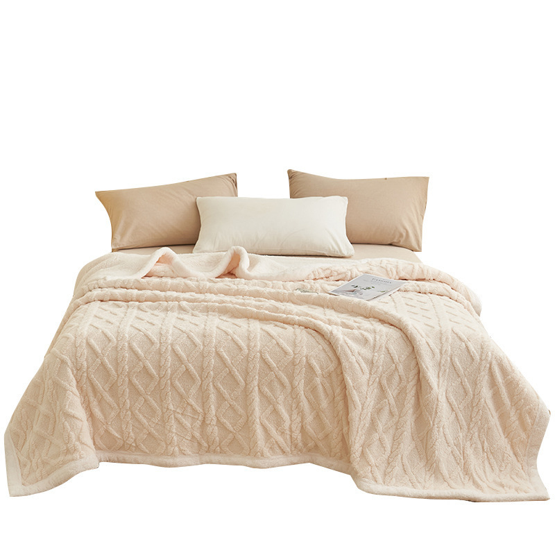 Invierno brida de lana gruesa mantas de lana de coral mantas de lana de doble cara mantas de lana de oficina siesta mantas al por mayor