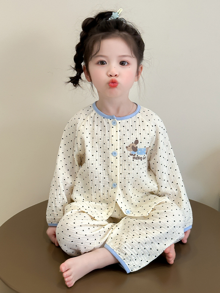 2025 nuevo pijama de niñas primavera y otoño para niños manga larga conjunto de separación de ropa de aire acondicionado para niñas bebés de otoño ropa para el hogar