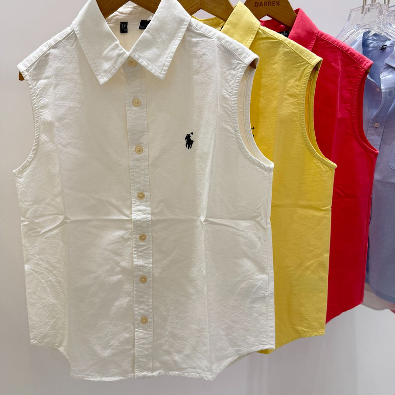 Shenzhen Nanyou~ High-Quality Polo Collar 100% Cotton Sleeveless Shirt with Embroidered Pony Logo, Available for Both Men and Women, Can Be Scanned for Verification