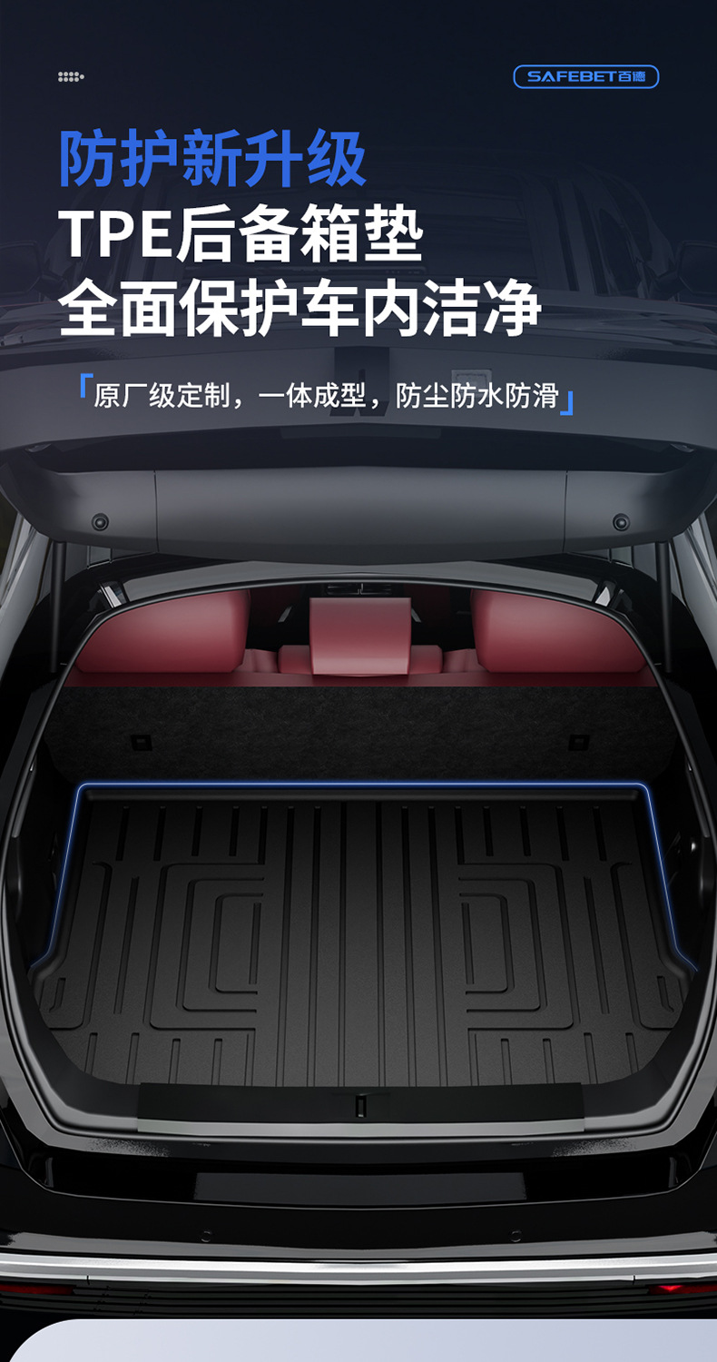 Suitable for Hongqi H6, HS3, HS5, HS6, PHEV, E-QM5, special colorful TPE car trunk mat