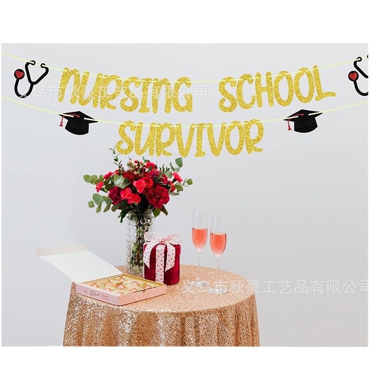 Congratulaciones pastel de graduación de enfermería decoración 2024 nueva escuela de enfermería supervivientes de la fiesta de graduación suministros de decoración