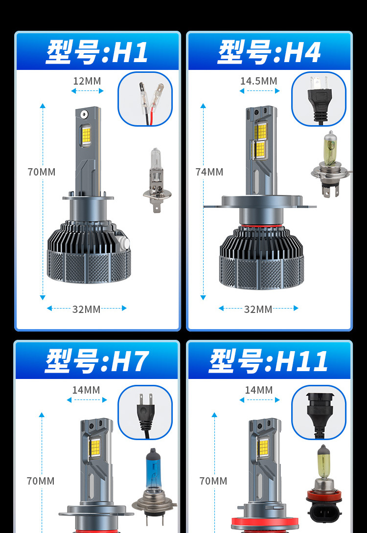 Cross-Border Hot-Selling 6 Copper Tube Car Led Headlight H4 High and Low Beam Integrated H7H19005 Spotlight Ultra-Bright Headlight 360W
