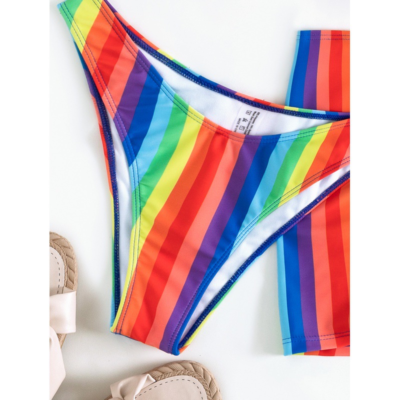 2022 nuevas mujeres populares europeas y americanas de rayas sexy playa Bikini de tres piezas traje de baño de las mujeres