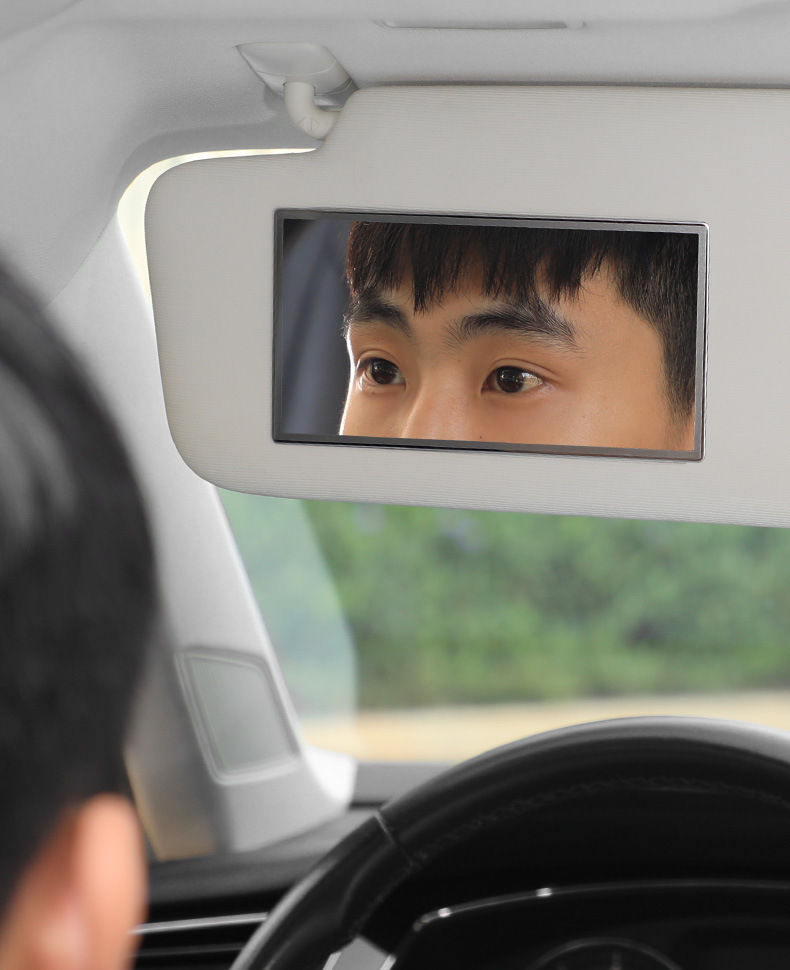 Car sun visor makeup mirror HD mirror car rearview mirror adhesive car shatterproof stainless steel makeup mirror