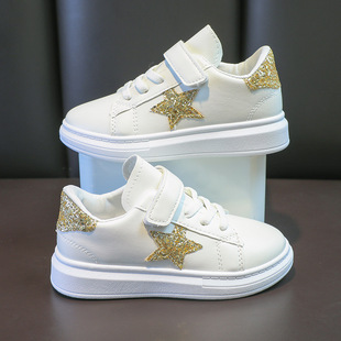 Children's White Shoes Spring & Fall New Korean Style Girls' Shoes Medium and Large Kidsren's Shoes White Boys' Sports Shoes Student Sneakers