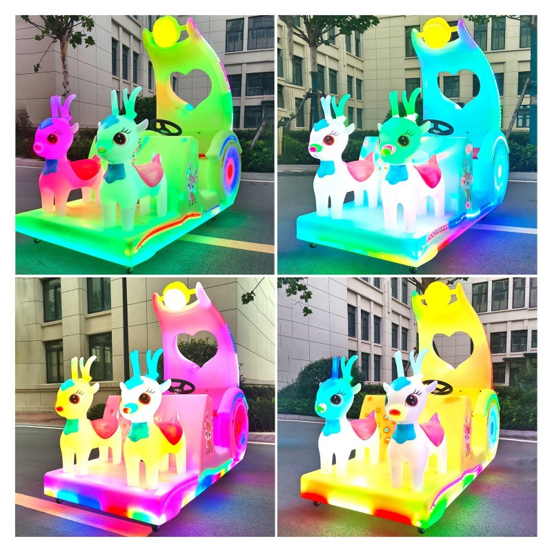Carruaje de doble caballo cuadrado eléctrico luminoso coche de juguete parque de juegos coche de juguete avanzado coche de juegos para niños interiores