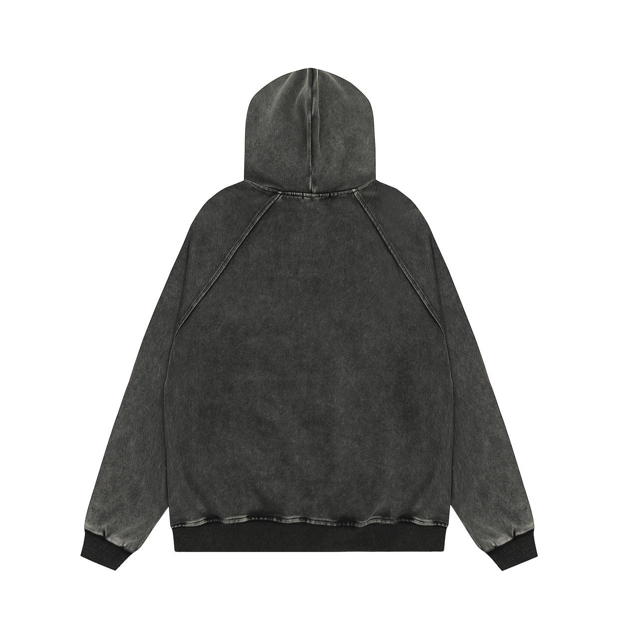 Unisex guitar graphic fur-trim zip-up hoodie detail 2