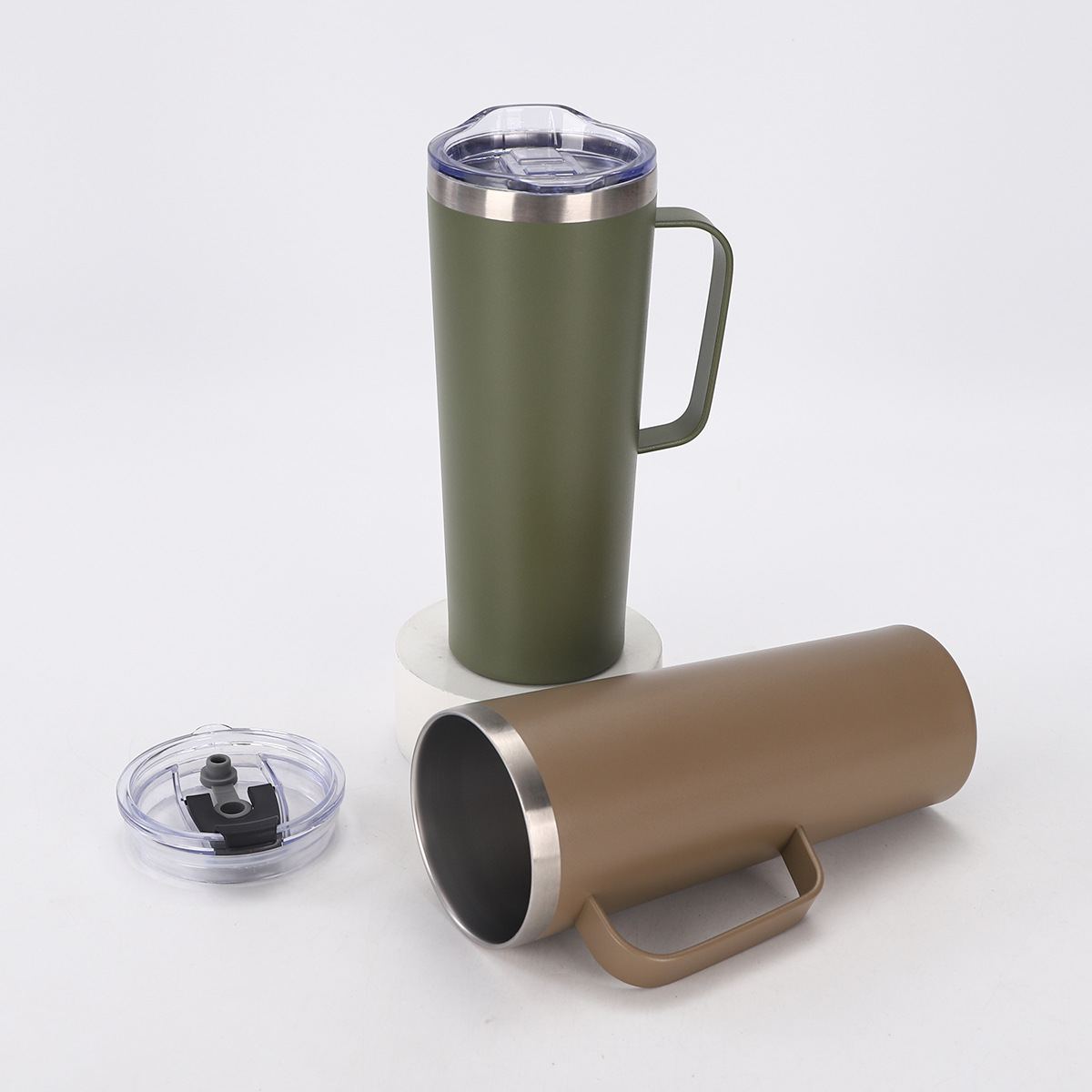 Nuevo mango de acero inoxidable transfronterizo de 12oz taza de oficina taza de café portable al aire libre taza de aislamiento térmico