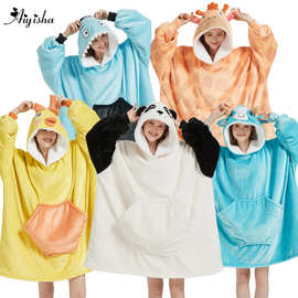 卡通可爱动物套头衫 万圣节cos动物睡袍 法兰绒blanket hoodie