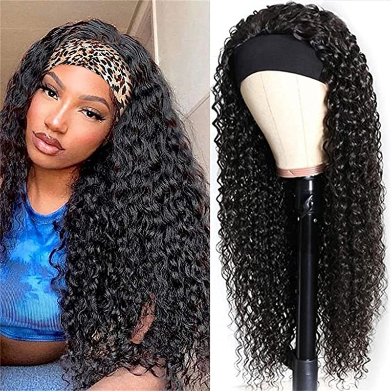 2025 Turban Wig European and American Ladies Wig African Fashion Explosive Black Small Curly Headband Wig Chemical Fiber Headgear