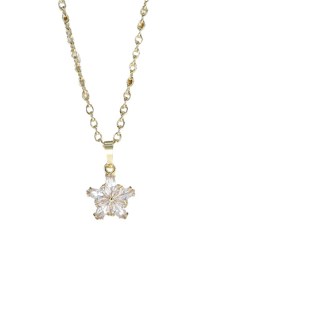 Colgante de flores O-chain conjunto de joyería cobre chapado en oro 14K zircon petal pendientes collar joyería de venta caliente transfronteriza mujer image 6
