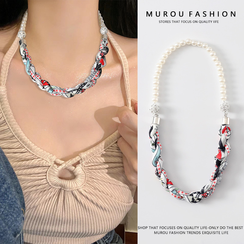 이중 자석 버클 쉘 비드 체인/레드 맞춤형 러브 하트 길이 45cm